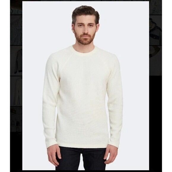 Theory White Organic Cotton Waffle Knit River Crewneck Small - Picture 1 of 6